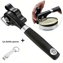 Manual Safety Can Opener, Stainless Steel Multi-Function Side Cut Can Opener, Easy Operation Kitchen Essential, Includes Bonus Bottle Opener - 查看 1