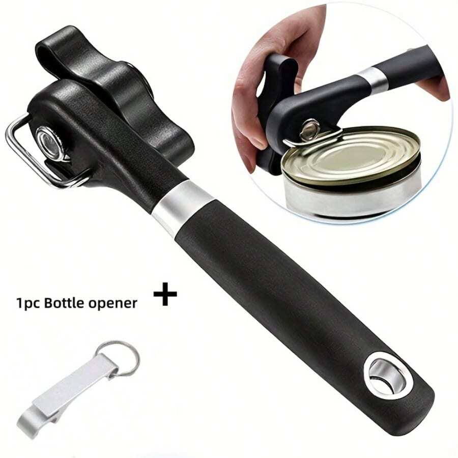 Manual Safety Can Opener, Stainless Steel Multi-Function Side Cut Can Opener, Easy Operation Kitchen Essential, Includes Bonus Bottle Opener - 查看 1