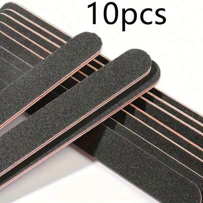 10pcs 100/180 Grit Double-Sided Nail Files, Reusable Nail Buffers, Suitable For Natural Nails And Nail Art, Applicable For Home And Salon Use, Nail Care Tools, Nail Art Supplies, Back To School Season