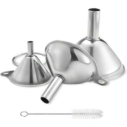 Metal Stainless Steel Funnel, Large Medium Small Funnel Set Of 3, Mini Kitchen Funnels For Transferring Essential Oils, Liquid, Fluid, Small Funnels For Filling Bottles Flask Cooking