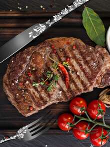 20pcs/Set Home Kitchen Western Steak Pattern Knife Fork Spoon Cutlery Set - Multicolor - View 5