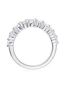 Anillo de Moissanita de plata de ley 925 para mujer, anillo de compromiso/boda hipoalergénico de alta gama, regalo para el Día de San Valentín/cumpleaños, empaquetado en caja de regalo resistente a la oxidación - Plateado - Ver 8