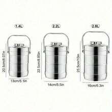 Portable Creative Lunch Box Vacuum Stainless Steel Double Layers Insulation Thermal Lunch Box Food Storage Container - Silver - View 2