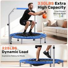 FLYBIRD BCAN Blue 40/48" Foldable Mini Trampoline Max Load 330lbs/440lbs, Fitness Rebounder With Adjustable Foam Handle, Exercise Trampoline For Adults Indoor/Garden Workout - Blue - View 4