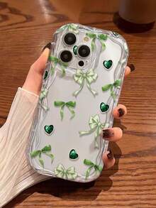 蝴蝶结奶油色漩涡波浪边透明简约防震加厚手机保护壳，印花设计，适用于 17/17 Pro/17 Pro Max、16 XR/7/8、15 Pro Max、13/14 Pro Max、11/12/14、Galaxy A13 4G、A22、A21S、A51 4G、A52、S22 Ultra、A33 5G、A34、A35、10、Note 11 4G、11 Lite、A53、A14、A23、S23 Ultra、S24、A14、A15、S23、A73、A55、A54。 - 彩色 - 查看 2