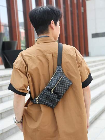 TIANDINGYU Retro Floral PU Crossbody Chest Bag, Multifunctional Sports Bag For Running & Cycling, Unisex Versatile Fanny Pack