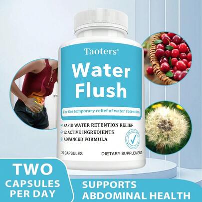 Bcuelov Water Flush Capsules - With Vitamin B6, Potassium, Dandelion, Green Tea, Cranberry - Support Urinary & Digestive Health - 120 Capsules