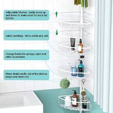 Kadolina - Soporte de ducha esquinero de tensión estante de ducha de 4 niveles estante de almacenamiento de ducha de 53 a 120 pulgadas de altura ajustable soporte de champú para baño tina organizador de accesorios de ducha blanco - Blanco - Ver 2