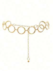 Women's Multifunctional Circular Decorative Waist Chain, Elegant And Fashionable Dress Belt - 銀色 - 查看 1