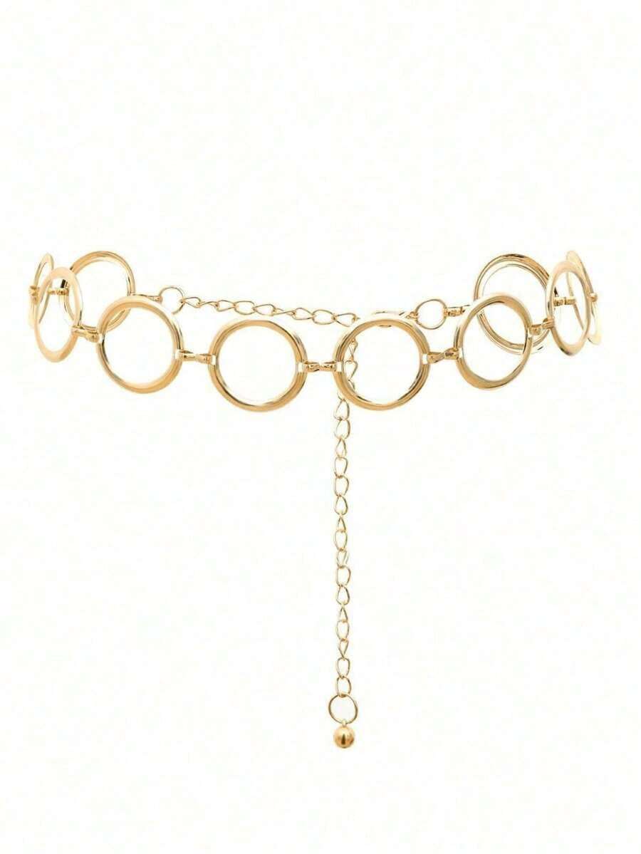 Women's Multifunctional Circular Decorative Waist Chain, Elegant And Fashionable Dress Belt - 銀色 - 查看 1