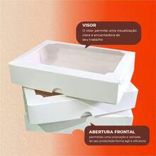 Caixas com visor transparente para doces goumert, donuts, pão de mel, trufas, bombons, sabonete artesanais e mimos,18cm, duplex 250g, cor branca embalagens 40 peças - Visão 5