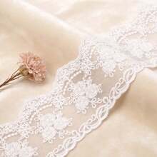 Vintage Crown Lace Satin Applique, Elegant Embroidered Lace Trim Suitable For Wedding Dress, Bridal Veil, Spring Wedding Decor, DIY Sewing Crafts, Curtains, Tablecloths And Home Decor - 網狀蕾絲 - 查看 15