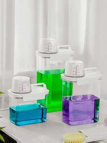 1个透明PET洗衣液补充瓶，浴室/阳台洗衣粉/洗衣液收纳容器，带量杯，大容量密封洗衣用品整理瓶 - 無色 - 查看 1