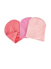 3pcs/Set Baby Solid Color Knit Beanie Hats, Soft Infant Toddler Beanies For 6-24 Months, Spring/Summer/Autumn - Watermelon Pink - View 9