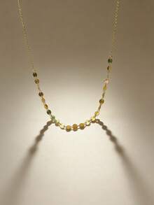 1件18K镀金不锈钢拼接设计项链，时尚休闲简约风格，适合日常佩戴 - 金色 - 查看 5