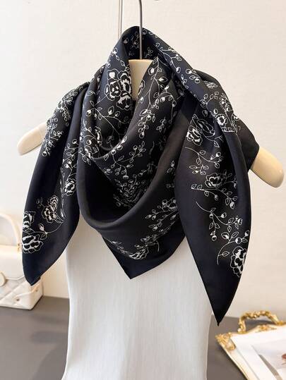 1 Pc Women's Vintage Paisley Pattern Spring And Summer Silk Imitation Scarf Twill Scarf Hair Versatile Fashion Square Bandana Sunscreen Shawl Suitable For Daily Use Vacation Decoration Ribbon.