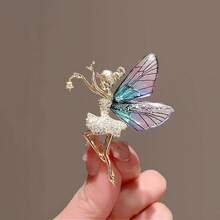 1pc Fashion Ballet Dancer Angel Brooch With Zirconia Stones, Alloy Rhinestone Sequin Brooch, Women's Jewelry Gift - Multicolor - View 1