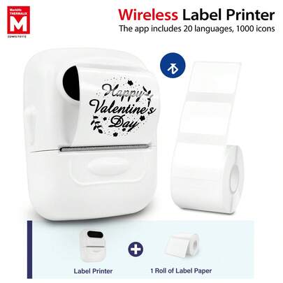 Marklife Makrlife P50 Label Printer, With Label Tape, Thermal Label Printer, Portable Bluetooth Wireless Label Printer, Suitable For Barcodes, Jewelry, Retail, Jars, Candle Jars, Clothing, Cables, Etc. Provides Multiple Templates, Ideal For Organizing Office And Home Items, Great Gift For Family, Supports Android And IOS Printing