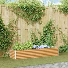 Light Brown Galvanized Steel Raised Garden Bed 195x50x36 Cm, Outdoor Planting Bed - A - Xem 2
