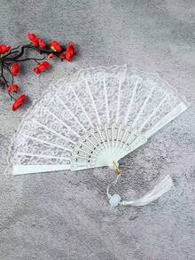 Chinese Traditional Style Feather Fan Cheongsam Female Fashion Show Folding Fan Hanfu Black Lace Fan Dance Fan Retro Chinese Fan, Classical Lolita Lace Fan Cheongsam Fashion Show Photo Folding Fan Dark Style Lace Fan Photo Props - Multicolor - View 12