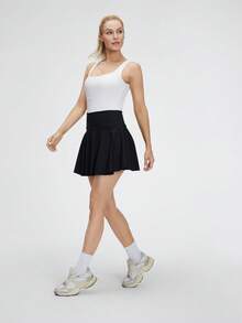 OKP 3 PCS Women's Solid Color Pleated Skirt For Tennis,Sport Wide Waistband Pleated Sports Skort Skirt With Phone Pockettennis Skirt,Athletic Sports & Casual Daily Wear - 混合 - 查看 2
