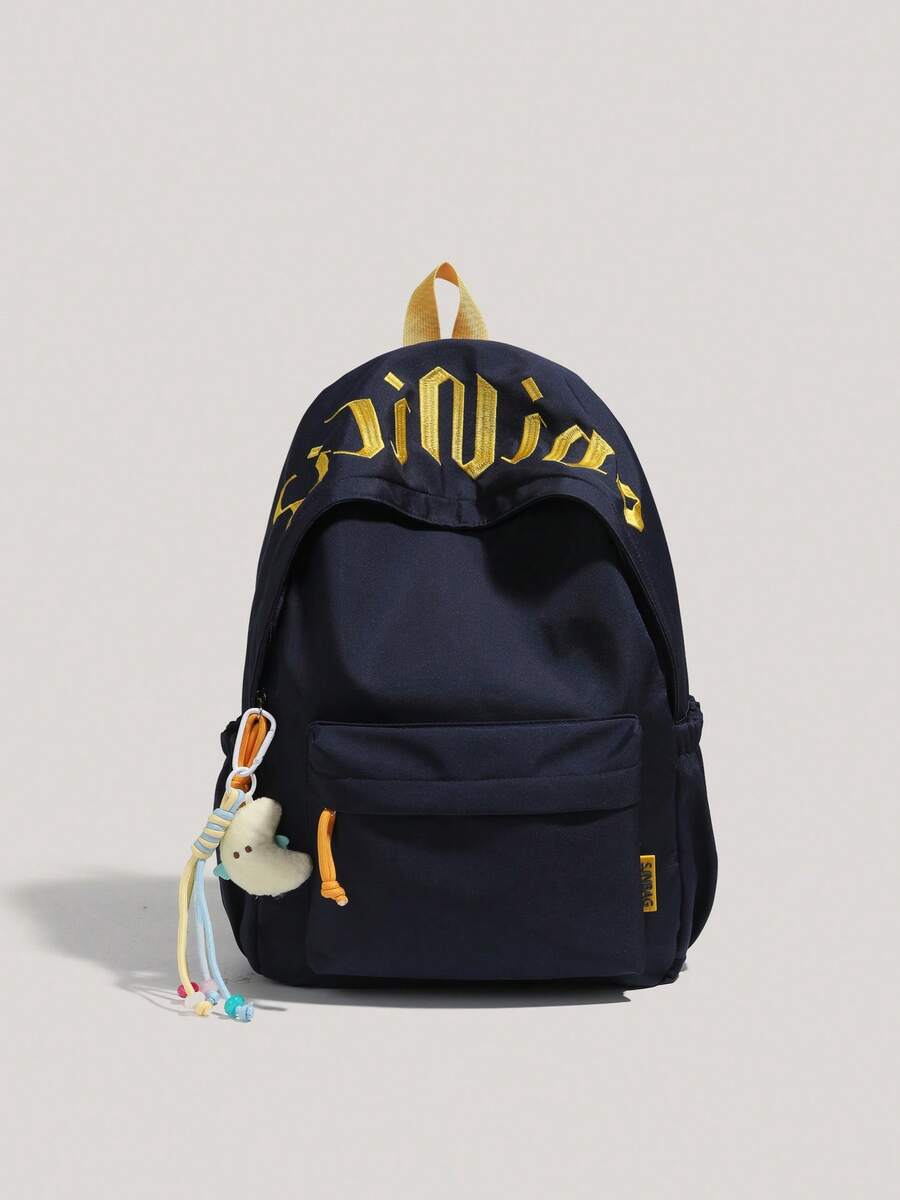New Arrival Large Capacity Backpack, Letter & Multi-Pocket Design, Travel Backpack, Casual College Style - Multicolor - View 1