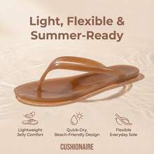 CUSHIONAIRE Splash Jelly Flip Flops For Women With Flexible Sole, Soft Footbed Summer Sandals For Women2025 - Whisky - Xem 5