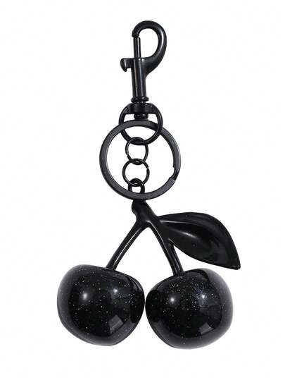 1 قطعة سلسلة مفاتيح بشكل كرز - إكسسوار سيارة بشكل كرز، هدية للنساء في عيد الميلاد وعيد الحب (الحجم: 4.3 بوصة/10.92 سم * 2.6 بوصة/6.6 سم، حجم الكرز: 1.18 بوصة/3 سم)