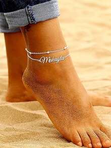 Personalized Name Anklet For Women, Custom Letter Chain Anklet Bracelet, 18K Gold Plated, Can Customize Any Name, Unique Personalized Jewelry For Girls - Golden - View 3