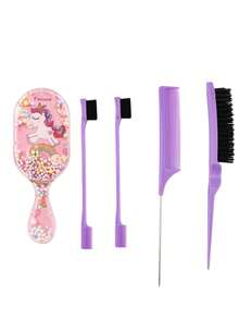 5pcs Fashion Girl Hair Styling Tool Set, Includes Comb Set, Ultra Fine Mist Hair Conditioner Bottle, Transparent Cartoon Comb, Smooth Comb, Home Hair Brush, Gift, Hair Accessories - Multi-color Combed Style - View 11