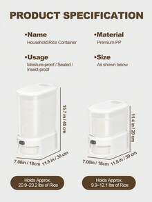 Clear Rice Dispenser, 22lbs Grain Container Storage With Lid, Measuring Cylinder, Rice Storage Container, Household Cereal Dispenser Bucket, Storing For Kitchen Cereal Dry Food, Kitchen Storage Helper, 11/22 Lbs Storage - Transparent - 查看 10