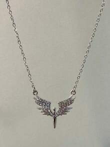 QTHOPE 天使翅膀水钻项链，百搭男女通用嘻哈锁骨链 - 天使之翼 - 查看 4