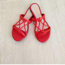 Ramara Footwear Flat Sandal With Braided Straps - Red - View 3