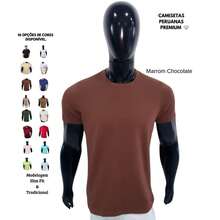 Premium Basic T-Shirts Made Of Peruvian Fabric With Smooth Elastane, Slim Fit And Traditional Design. - 巧克力棕 - 查看 12