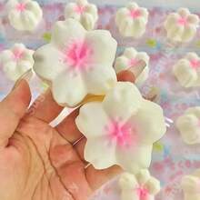 樱花粉色布丁蛋糕造型黏土玩具，成人慢回弹减压玩具，柔软挤压玩具 - 彩色 - 查看 1