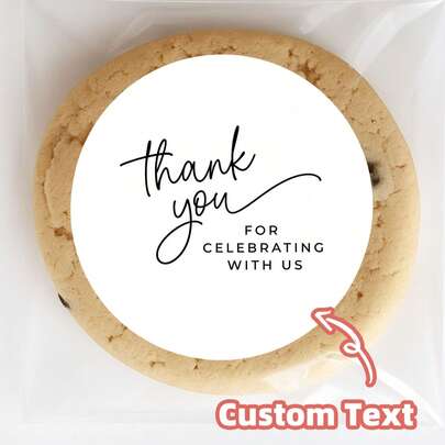 1-120pcs Custom Wedding Labels, Personalized Wedding Thank You Stickers, Custom Wedding Cookie Gift Bags With Stickers, Waterproof Stickers, For Wedding Favor Bags, DIY Wedding Gifts, Simple Design, White Stickers, Handwritten Font, Stylish, For Friends, Family, Bridesmaids, Groomsmen, Colleagues, Perfect For Wedding Anniversaries, Wedding Parties