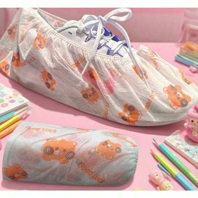 50pcs/1set    Practical Disposable Shoe Cover | Elastic Band Tightly Fastened Without Falling Off, Large Opening Design For Easy On And Off, Suitable For Home And Office Use