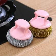 Removable Steel Wool Cleaning Ball, Scrub Pot Pans, Non-Shedding Non-Scratch Non-Stick Oil Cleaning Brush - Random Color - View 2