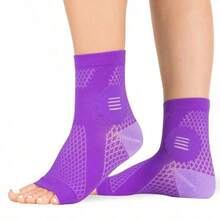 1 Pair High-Quality Ankle Compression Socks With Arch And Ankle Support, Open Toe Design, Suitable For Daily Wear And Outdoor Activities - Multicolor - View 20