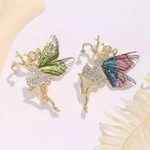 1pc Fashion Ballet Dancer Angel Brooch With Zirconia Stones, Alloy Rhinestone Sequin Brooch, Women's Jewelry Gift - Multicolor - View 2
