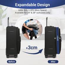 TSA Lock 360° Spinner Wheels Expandable Lightweight Softshell Polyester Luggage Carry-On, Cabin, 20/24/28 Inch Suitcase & 3-Piece Set For Travel - Black - View 3