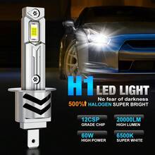 TOAUTO 2 bóng đèn LED Canbus H1 60W 20000LM, đèn pha LED mini thiết kế không dây cho ô tô kèm quạt - A - Xem 2