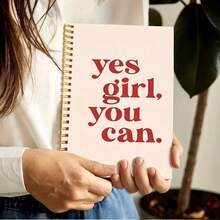 Cuaderno inspirador - "Sí, chica, tú puedes" Cuaderno de espiral con tapa dura motivacional para mujeres y niñas, 5.5x8.3 pulgadas, suministros de oficina y escolares - Rectángulo - Ver 3