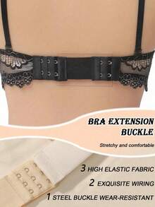 6件套文胸延长带，带2个钩子和3排扣，女士柔软舒适弹性文胸延长带肩带，带2个钩子，可调节背部钩扣式文胸延长带 - 彩色 - 查看 6