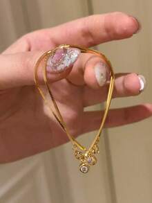 1pc 18K Gold Plated Stainless Steel Bubble Snake Bone Round Diamond Bracelet, Delicate Luxury Niche Design, Suitable For Daily Wear, 2026 New Arrival - Snake Bone Round Diamond Bracelet - View 4