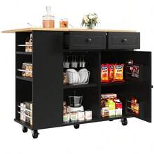 Mobile Storage Islands - Black + MDF+Metal - View 8