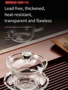 3pcs Glass Gaiwan Set, Minimalist Transparent Heat-Resistant, Large 3pcs Tea Bowl Set, Kung Fu Tea Set, High Borosilicate Glass Gaiwan Tea Set - Multicolor - View 8