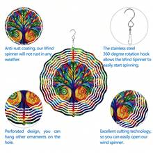 Tree Of Life Metal Wind Spinner - 10" Outdoor Garden Ornament, No Power Needed, Easy Hang Design For Yard & Patio Decor, Perfect For Christmas, Easter, Halloween, Thanksgiving - 1PC - View 10