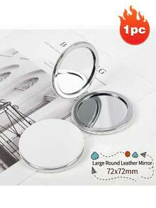 Mini White Leather Makeup Mirror, Double-Sided Foldable Portable Pocket Mirror, Suitable For Carrying Around For Touch-Ups, Essential Travel Accessory For Women And Girls, Round Foldable Leather Mirror - Multicolor - View 14