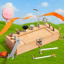 3-5岁儿童木制螺丝刀拆装益智玩具，STEM感官学习玩具，培养动手能力 - 彩色 - 查看 9